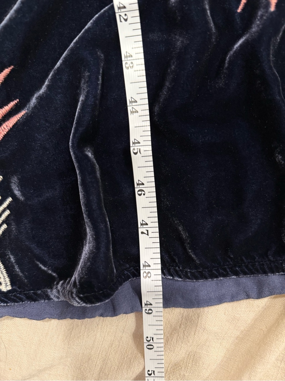 Johnny Was Navy Velvet Maxi Dress with Multicolor Floral Embroidery - Picture 3 of 4